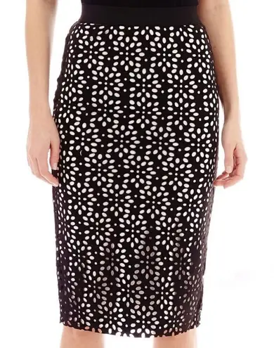 i Jeans by Buffalo Laser Cut Pencil Skirt Black White Small