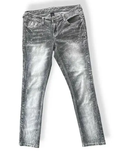 Y2K Ariya Distressed Gray Wash Skinny Jeans Women 13/14 Grunge Vintage Scene Size undefined