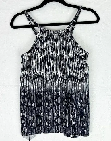 MiracleSuit  Silver Shores Peephole Tankini Top Size 10 NWT Navy White Metallic