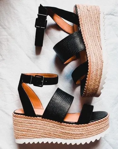 DSW Black Crown Vintage Wedge Sandals