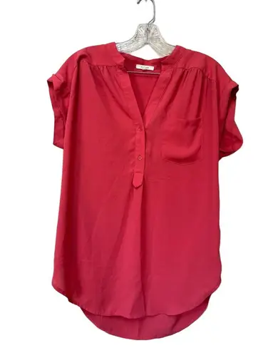 Pleione Pink Short Sleeve Tunic Blouse Size Small Workwear