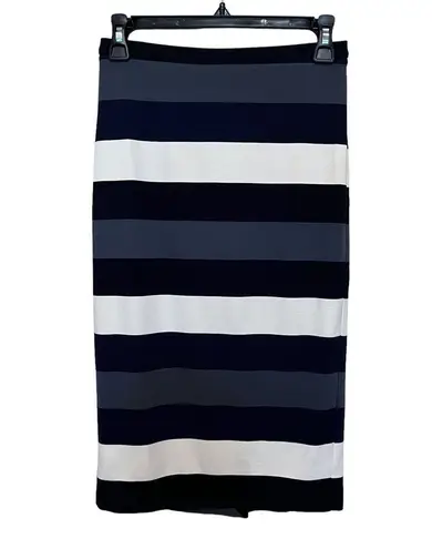 Max Mara Striped Knee Length Straight Pencil Skirt Blue Cream Size XS