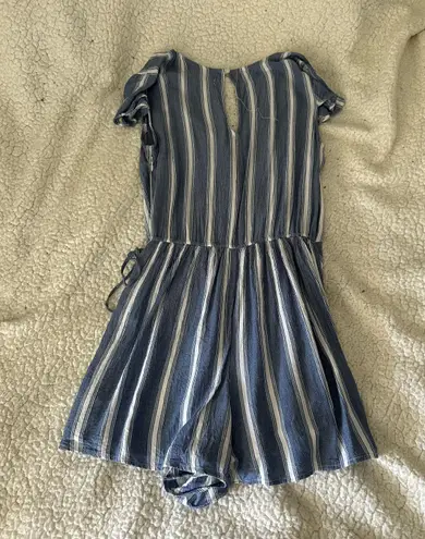 Hollister Tie Front Blue White Stripe Romper