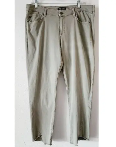 Dear John Joyrich Comfort Skinny Raw Cutout Hem Jeans Cactus Green Size 32