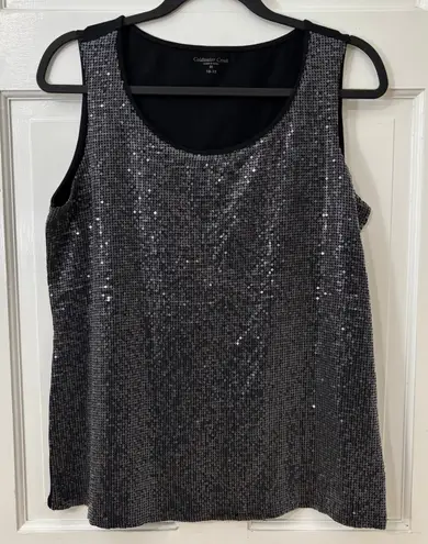 Coldwater Creek Sequined Gray Shimmer Party Holiday Event Dressy Top M 10-12