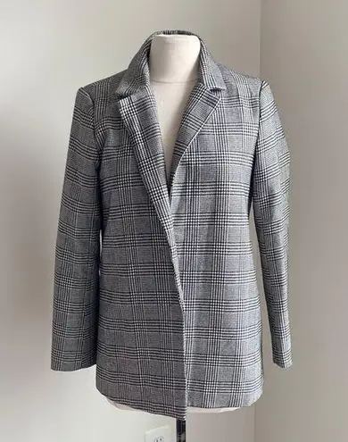 Missguided Houndstooth Blazer Womens Sz 6 Black White Metallic Classic