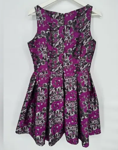 BB Dakota  Clarissa Purple Floral Print Jacquard Sleeveless Dress Sz 6