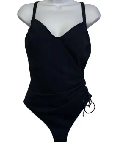 Maison Lejaby Drape Full Cup Ballerina Black Swimsuit Size 38/Large EUC #2478