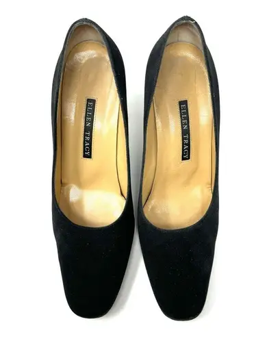 Ellen Tracy black fabric heels, made in Italy, size 9.5
