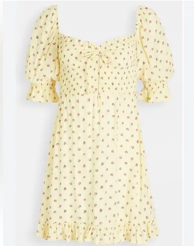 Faithfull the Brand Sage Mini Dress in Santa Maria Floral Yellow Sz XS