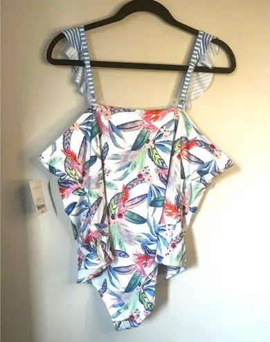 Oasis NEW w/Tags Outdoor Women's One Piece Swimsuit in White Tropical sz. 2X