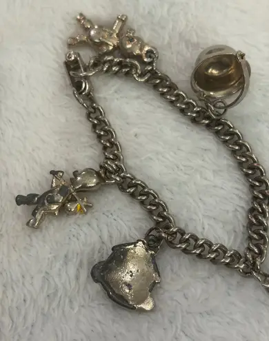Vintage Charm Bracelet with House Soldier & Toy Figurine Charms Silver
