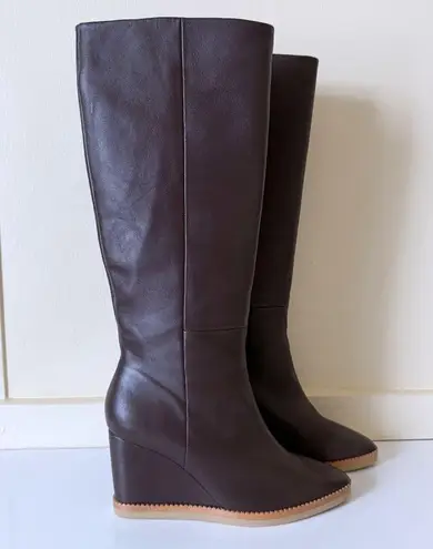 Anthropologie Lola Cruz Alicia Tall Wedge Boots Size EU 41 US 10 New Brown