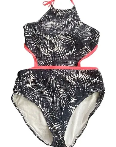Time & tru full bathing suit size large black white pink thumbnail 1
