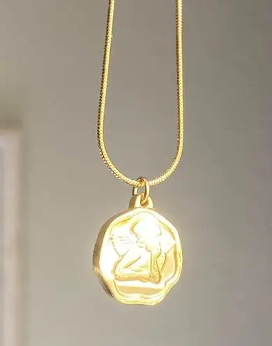 Habitat Handmade gold tone stainless steel Angel cherub goth cute chic necklace👼💗
