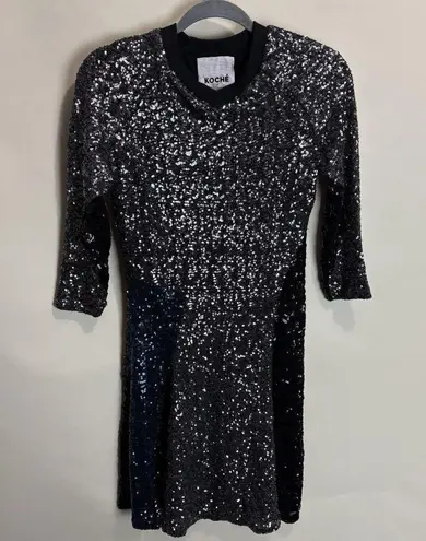 Koche Football Sequin Tee Shirt Dress Women’s 38 / US 6 Glam Sparkle Rocker RtR Silver