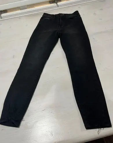 Just Black Just Black Denim Jeans Women's Size 27 Black Distressed Hem High Rise Skinny