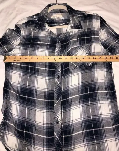 Peyton Jensen Womens Size S Shirt Brushed Flannel Long Sleeve Plaid Blue Tunic