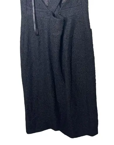 Doen Black tweed boucle open back midi dress sz XL