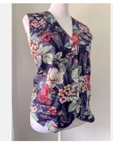 Orvis Sz S Vintage Blue Floral Vest Very Cute!! Feminine Girly 80’s