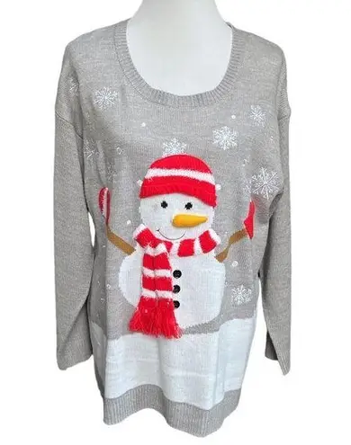 Reference Point Snowman Sweater Gray White Size 1X