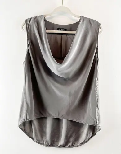 Rag and Bone  Cowl Neck Sleeveless 100% Silk Shell Tank Top Gray Large - Image 4