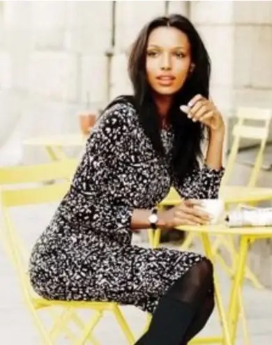 BODEN THEA Black White Print Long Sleeve Midi Round Neck Dress 12