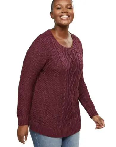 Lane Bryant  Cable Knit Shimmer Metallic Pullover Sweater in Purple Size 22/24