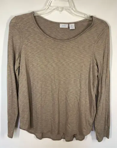 Sigrid Olsen Women's Taupe Marled Hi Lo Long Sleeve Tunic T-Shirt Size Large
