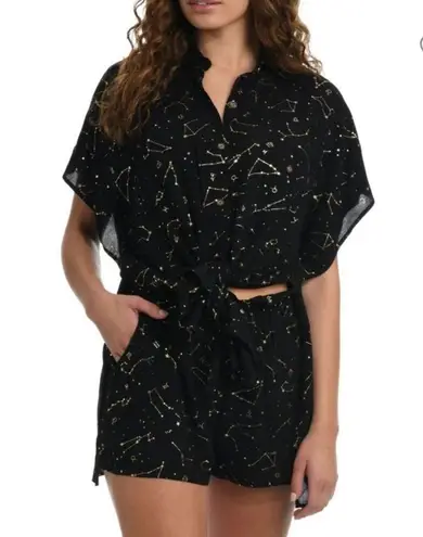 NWT SUNSHINE 79 Graphic Resort Shirt swim cover up zodiac Sz L/XL Black