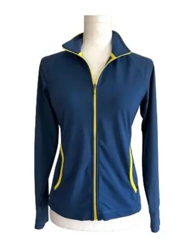 Slazenger Blue Yellow Trim Zip Front Pockets Golf Active Workout Jacket Size XS