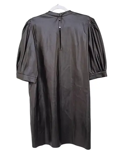 SACHIN + BABI Faux Leather Short Sleeve Shift Mini Dress Crew Neck Black Size XL/16 New