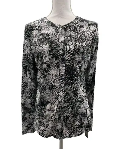 Dana Buchman Blouse Womens L NEW Black Cream