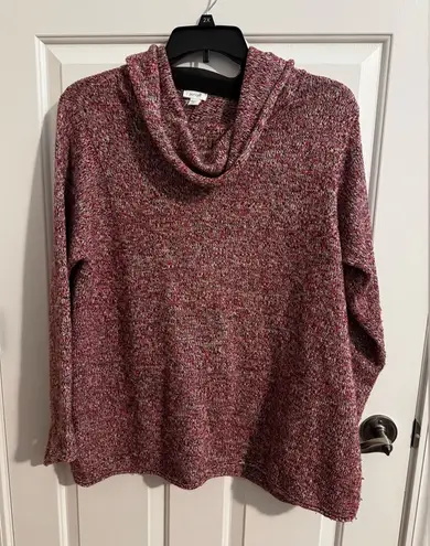 Pure J. Jill Wool Blend Cowl Sweater Oversized Marled Burgundy Red Size XL