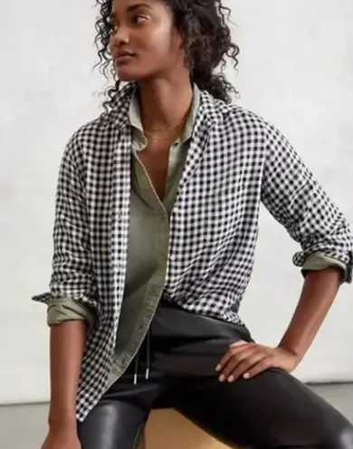 Grayson The Hero Gingham Plaid Button Down Shirt in Black White Small