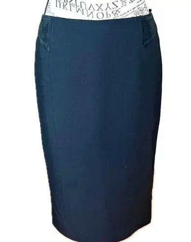 Donna Karan  Size L Large Black Wool Knee-Length Pencil Skirt Tailored Classic