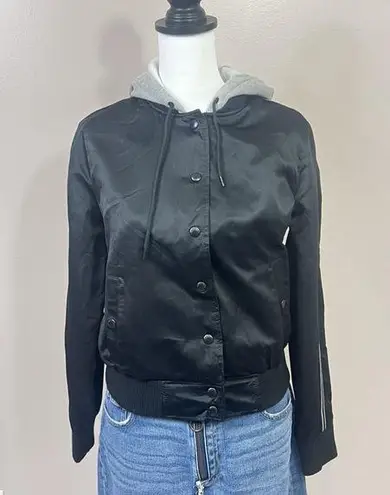 American Eagle  Outfitters Jacket Womens Medium Black Utility Bomber Hooded