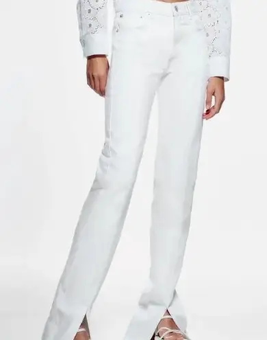 ZARA NWT  Women's Join Life Hi Rise Split Skinny Stretch White Jeans Size 10 Pant