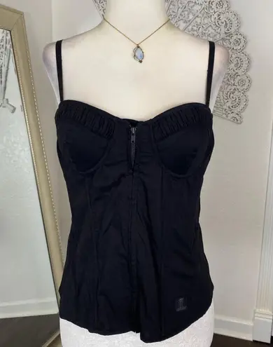 Gothic Goth Harley Davidson Black Zipper Grunge Biker Corset Camisole Top M NWT Size M