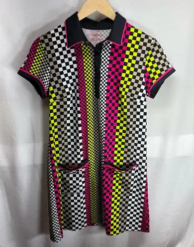 Kinona Checkered Dress with Pink and Yellow Accents