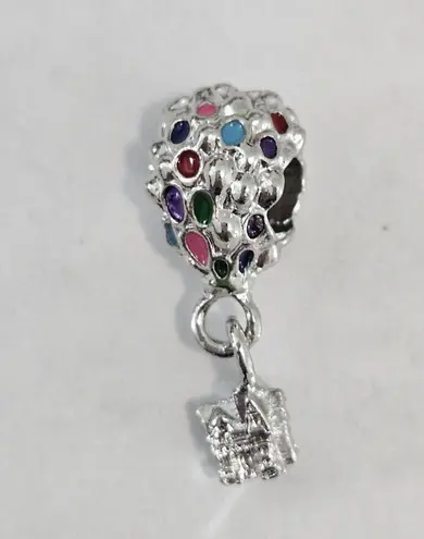 Hot Air Balloon Bead Charm UP Silvertone And Enamel Silver