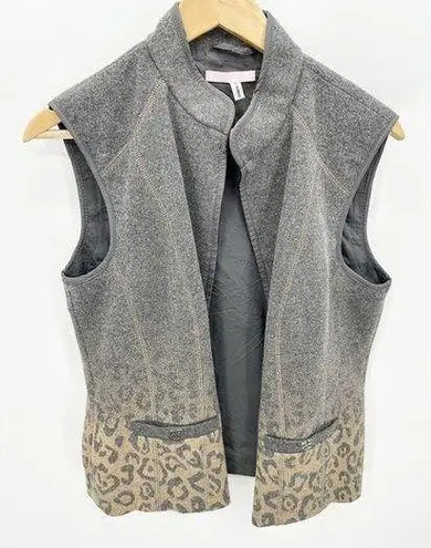 Basler Grey Ombre Animal Print Zip Up Sleeveless Vest Women's Size M