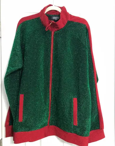 33 Degree green red sparkly track jacket holiday Christmas fun women’s size XXL