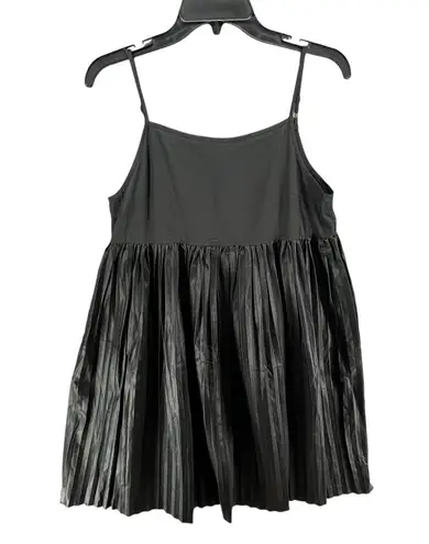 Gracia Babydoll Dress Womens M Black Pleated Mixed Media Dark Fairy Goth Grunge
