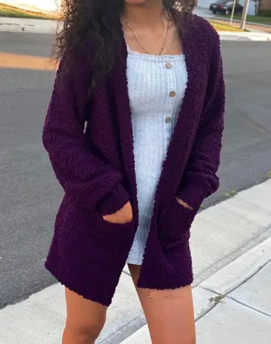 Love Tree Plum Popcorn Texture Cardigan