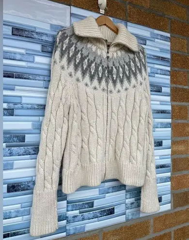 Lauren Active Ralph Lauren Womens Alpaca Zip Sweater Jacket XL Gray