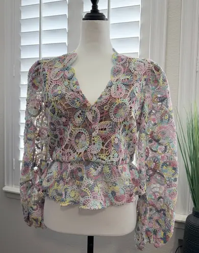 Elliatt Rue Crocheted Multi-Colored Top