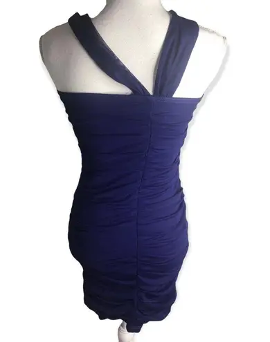 Boutique Ruched Mesh Overlay Front Bow Bodycon Dress