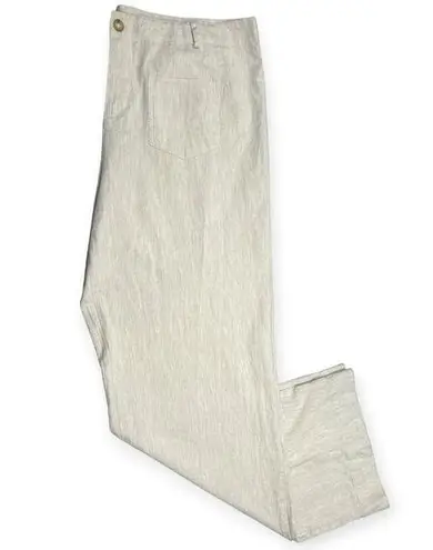 For Cynthia | XL | Natural Linen Blend Wide Leg High-Rise Front Pocket Trouser