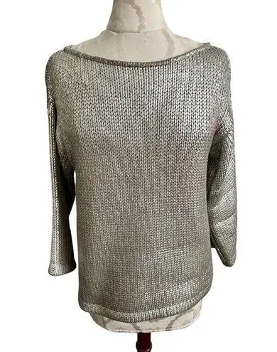 St. John Couture Women's Gold Boat Neck Knit Sweater Petite Small